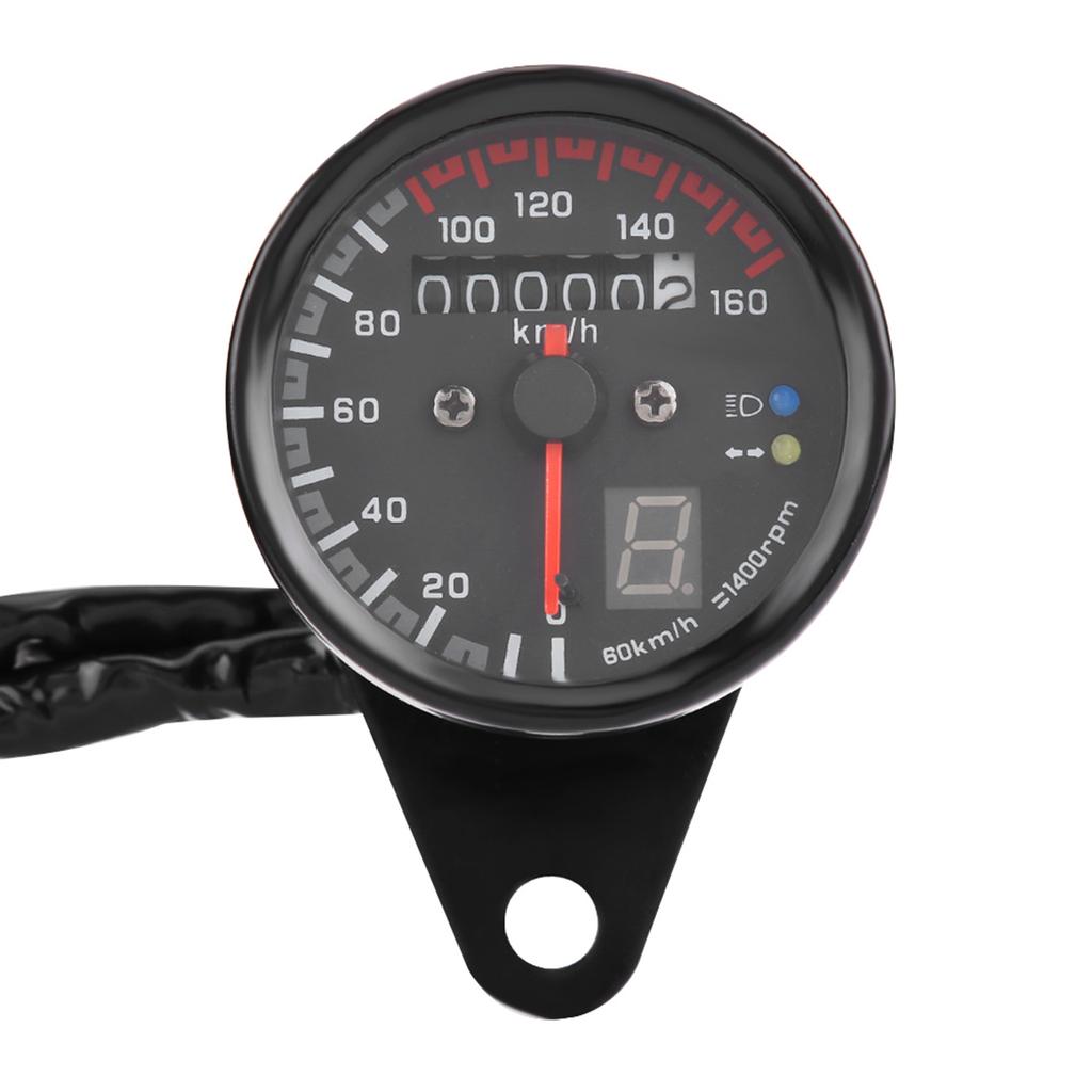 Universal Motorcycle Digital Odometer Speedometer Tachometer Gauge with LED Indicator Black