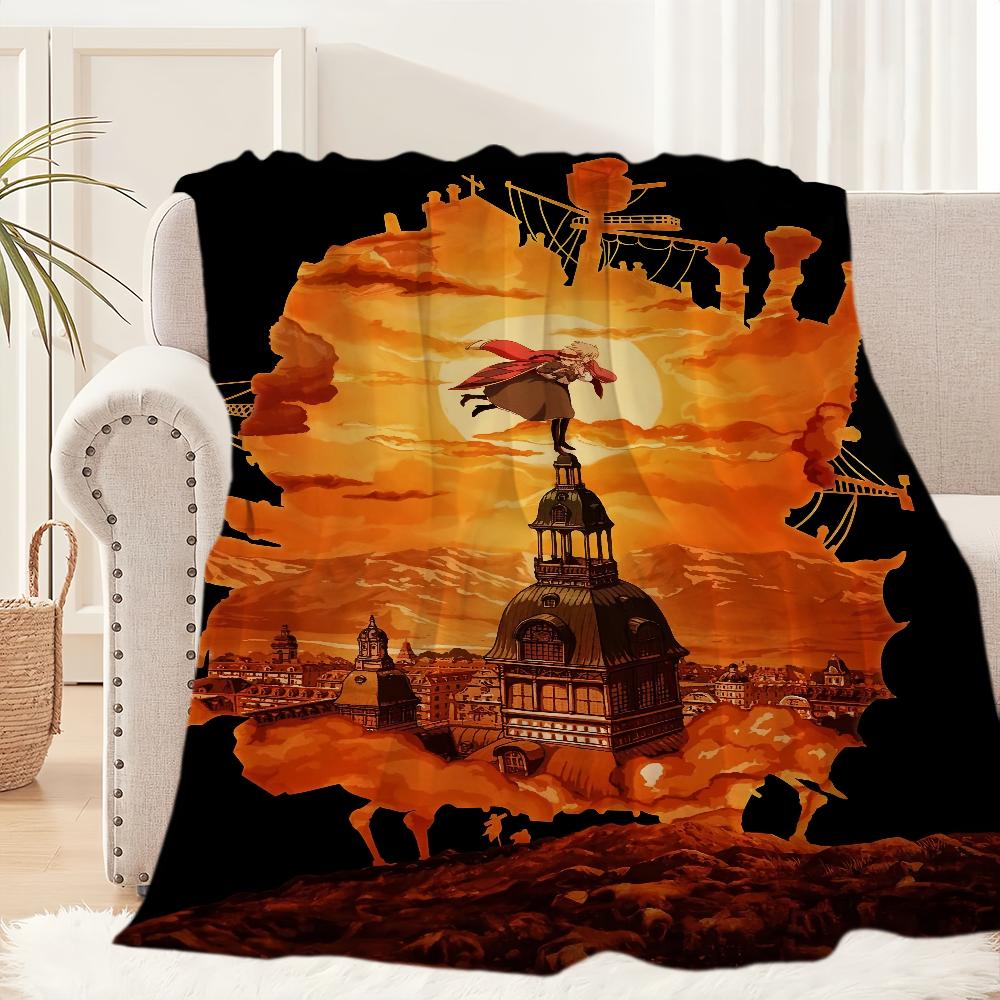 Anime Blanket Plush Nap Sofa rug for Living Room H-Howls M-Moving C-Castle Warm Office Bedroom Birthday Home Travel Kid Gifts