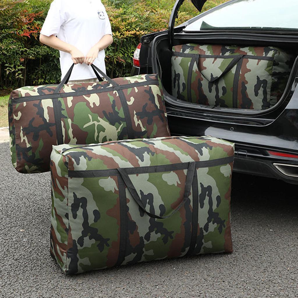 Camouflage 150L Extra Large Moving Bags, Heavy Duty Storage Bags, Oxford Cloth Wrap Around Handles Double Zipper, Reusable