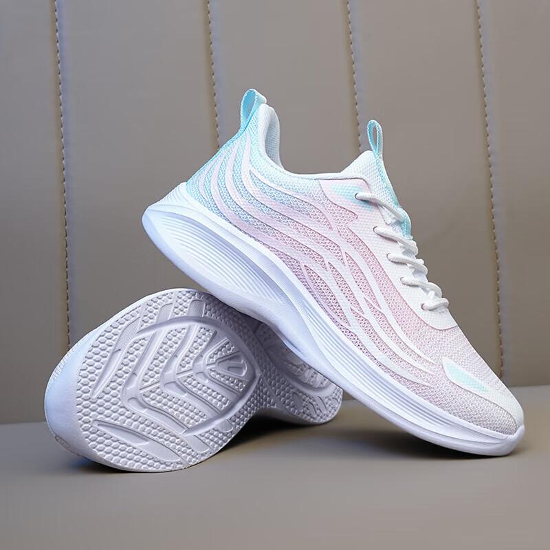 Sneakers Women's Summer Junior High School Students Running Shoes Shock Absorption Lightweight Mesh Women's Shoes Breathable Thin Mesh Shoes Running