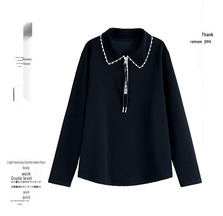 Flaw-Free Casual Lapel Hoodie for Middle-Aged Women - Loose Fit, Plus Size, Spring/Autumn European Style