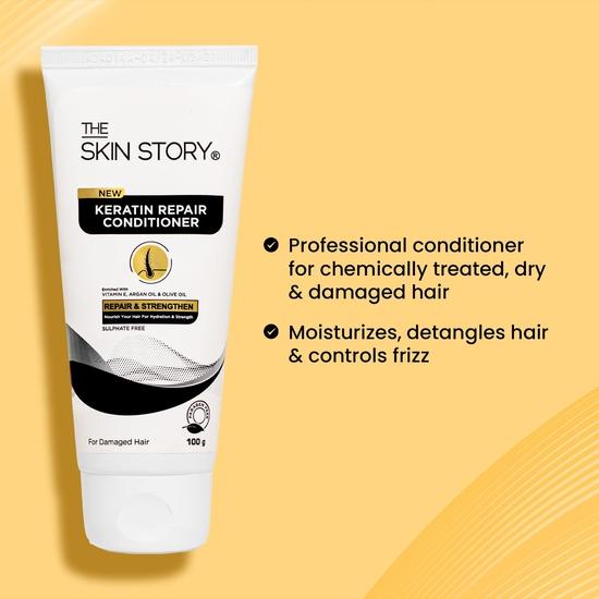The Skin Story Après-shampoing pour Cheveux Traités & Colorés | Répare les Pointes Fourchues & les Cheveux Abîmés | Brillance Longue Durée | Après-shampoing pour Femmes & Hommes | 100g