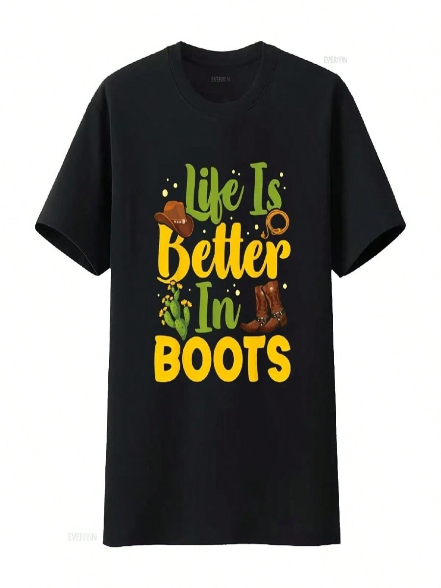 Cactus Boots Cowboy Cowgirl Country Life Western T Shirt Black 2X Large Vintage Washed Stretched Unisex Slightly Stylish S разноцветный
