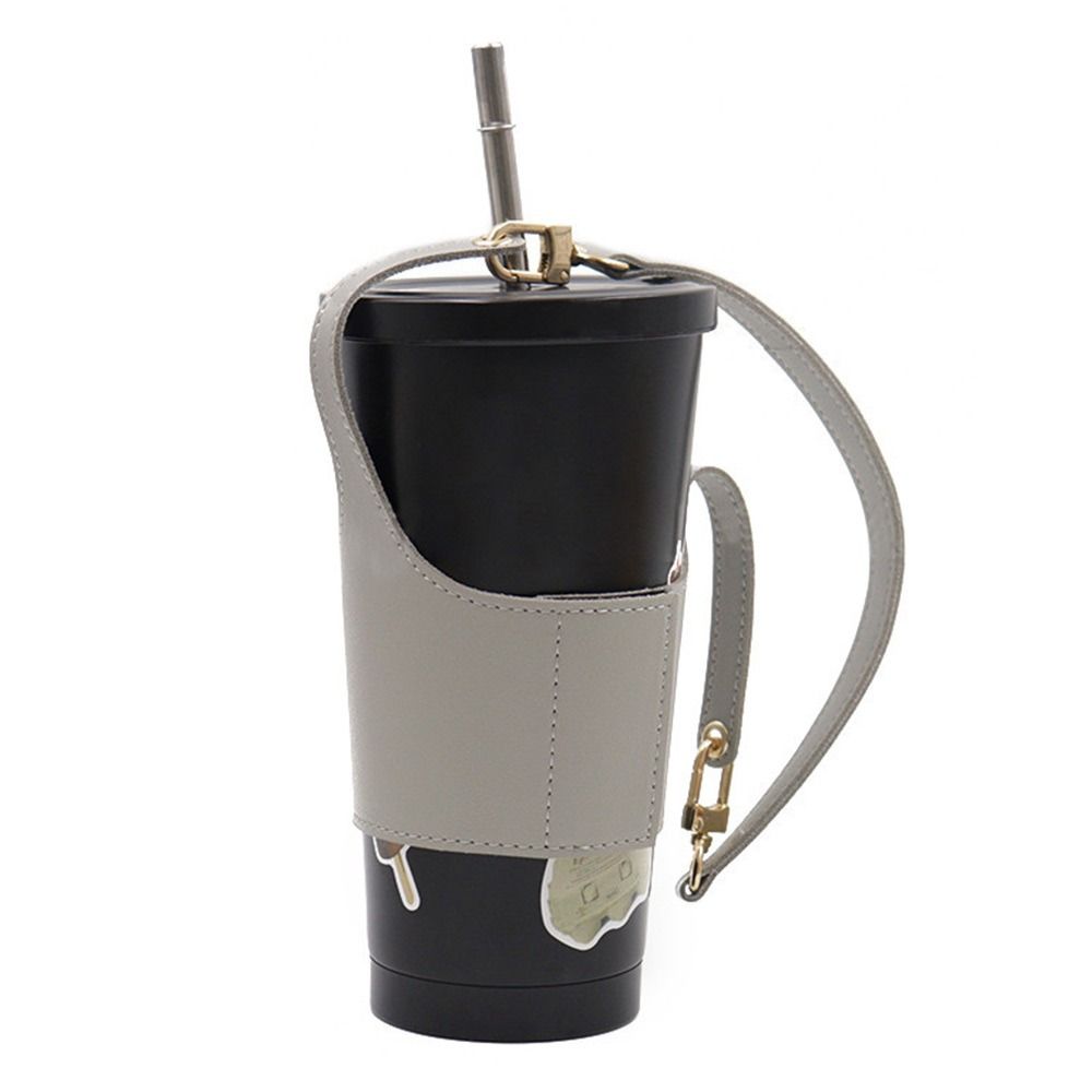 PU Leather Water Bottle Holder Outdoor Drink Carry Strap Portable Coffee Cup Sleeve