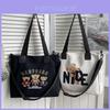Oxford Canvas Tote Bag For Women With Letter Print Soft Shoulder Daily Use