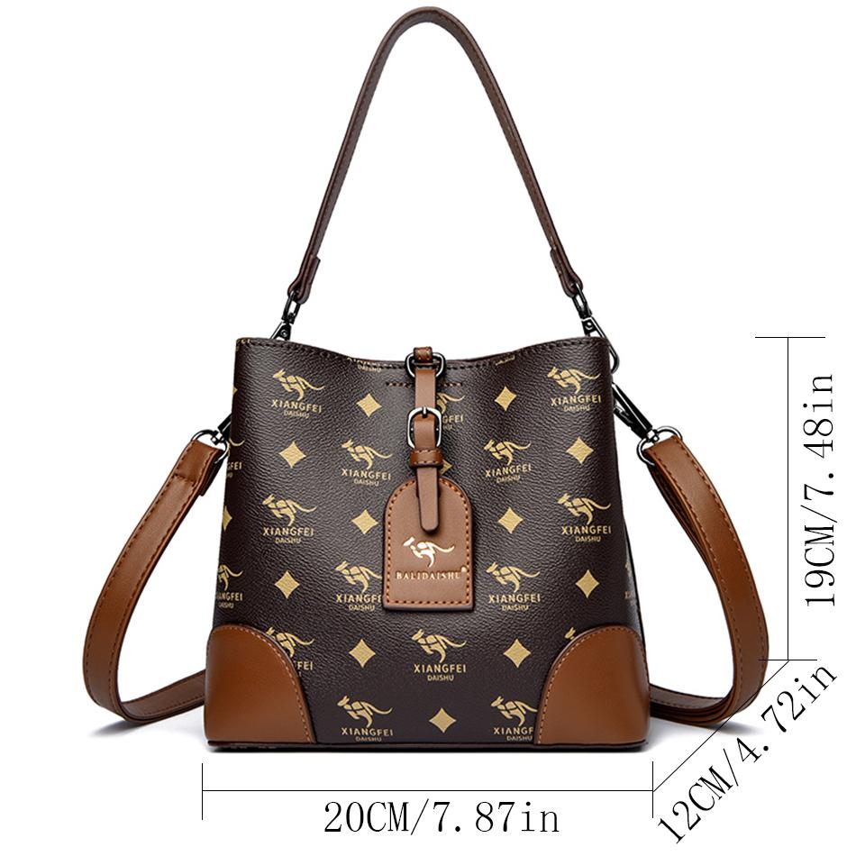 New Luxury Handbags Fashion Printing Bucket Bags Women Leather Handbag Shoulder Bags for Women Female Ladies Hand Bag Sac A Main