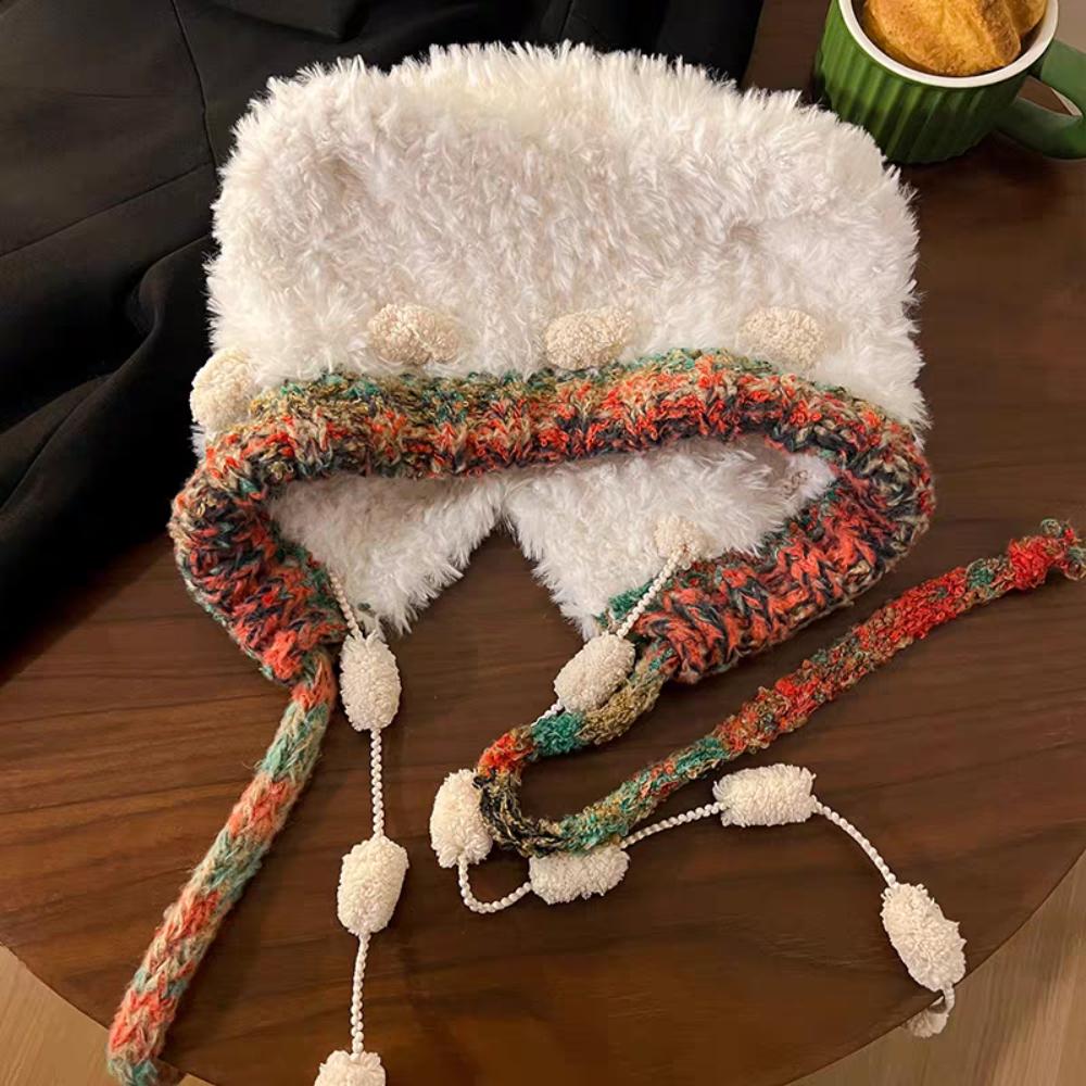 Fluffy Lei Feng Hat Ear Protection Winter Warm Hat Fashion Bear Ear Plush Hat Girls