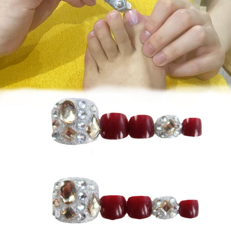 J-128 Toe Nail Wraps In Wine Red Sparkle Beautifully Designed For Women