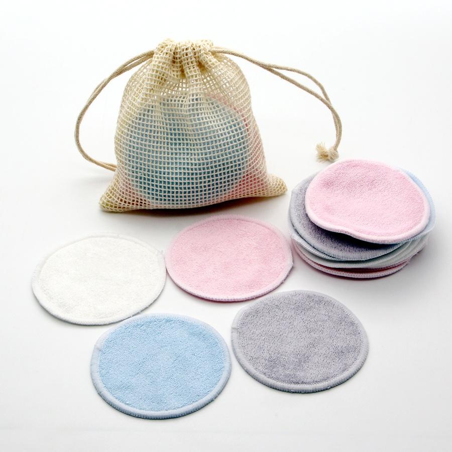 Reusable Bamboo Makeup Remover Pads 12pcs Washable Rounds Cleansing Facial Cotton Make Up Removal Pads Tool