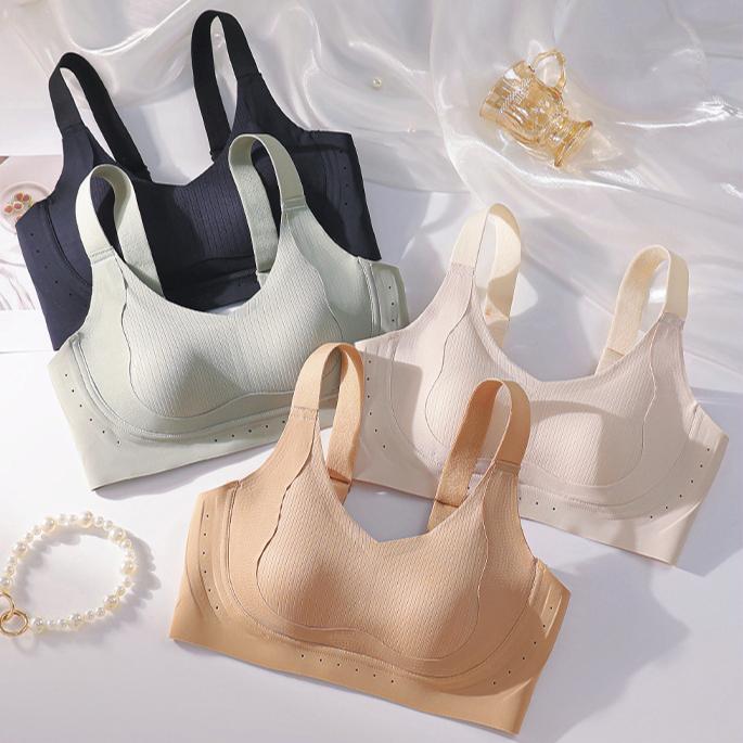 Non Marking Underwear for Women Anti Sagging Full Cup No Steel Ring Plus Size Adjustable Sports Bra
