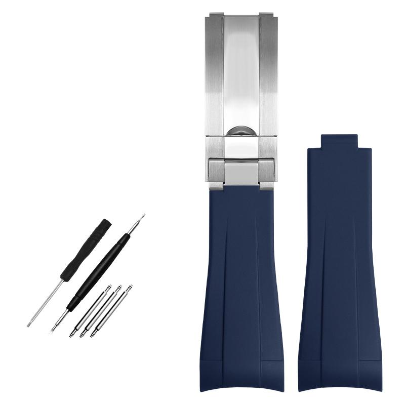 Gummiarmband mit gebogenem Ende für Rolex-Uhren, 20 mm, Silikonarmband, verhindert Staub, Herrenarmband, wasserdicht