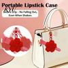 Handbag Hanging Keychain Silicone Flower Lipstick Holder Keychain, Portable Lip Balm Carrier for Pendant Backpack Handbag, Travel Gloss Women