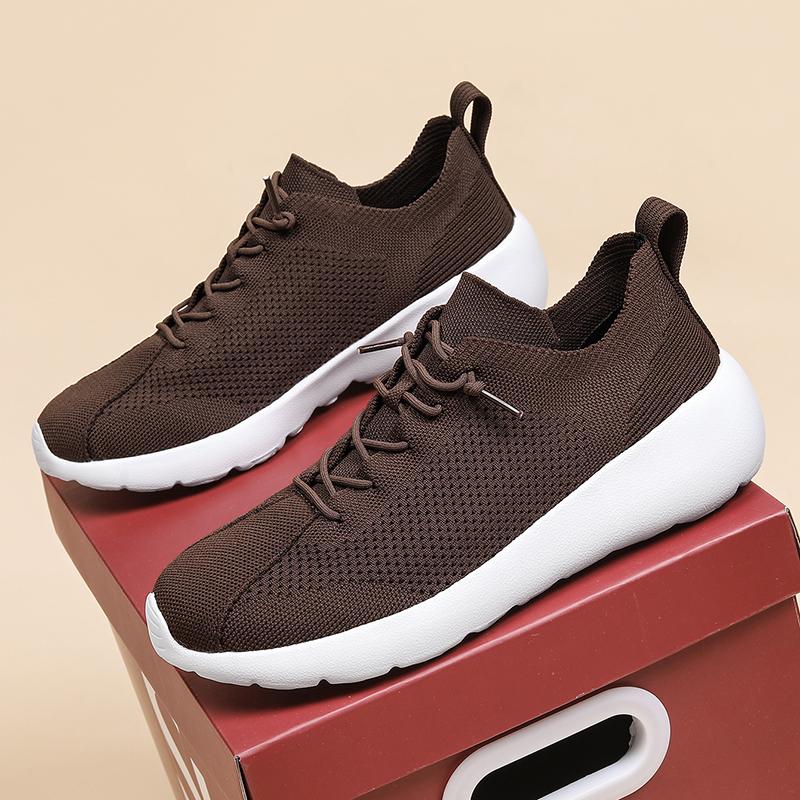 Fashion 2025 New Lightweight Soft-soled Running Shoes for Women Flying Woven Round Head Casual Breathable Mesh Socks Shoes for Men