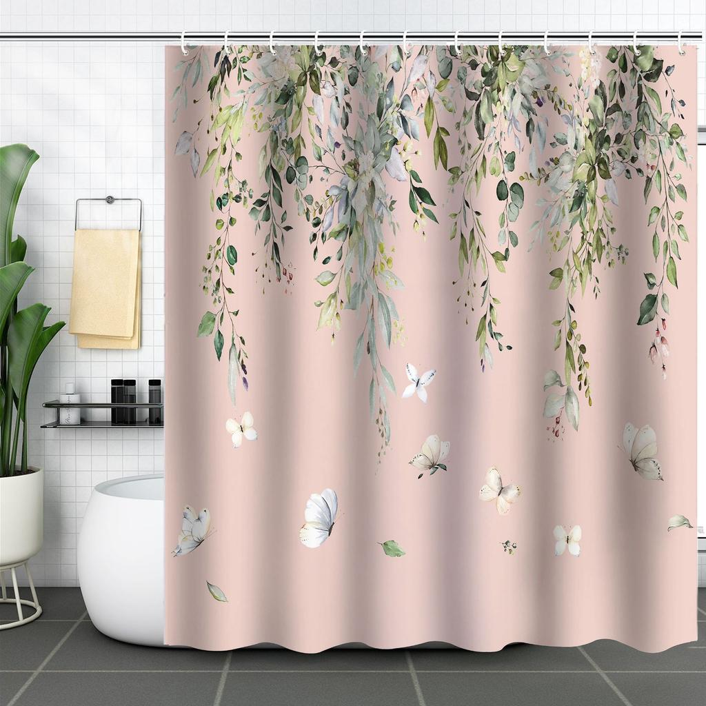 Shower Curtain Waterproof And Mildew-Proof 3D Digital Printing Plant Printing Shower Curtain Child Bathroom Partition Curtain