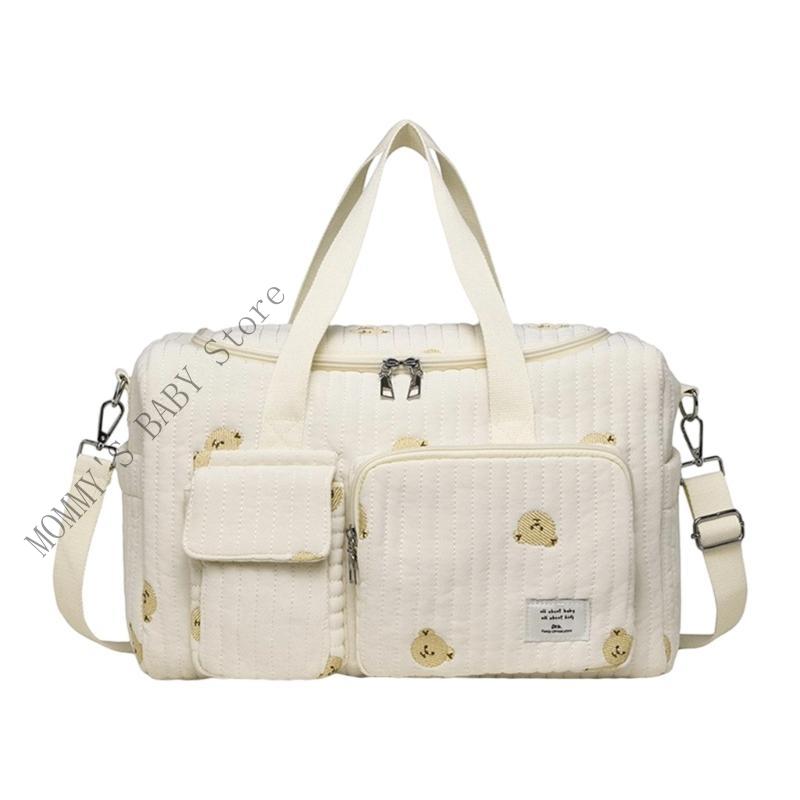 H3CD Mom Bag Handbag Embroidered Pattern Multi Compartment Splashproof Diaper Bag