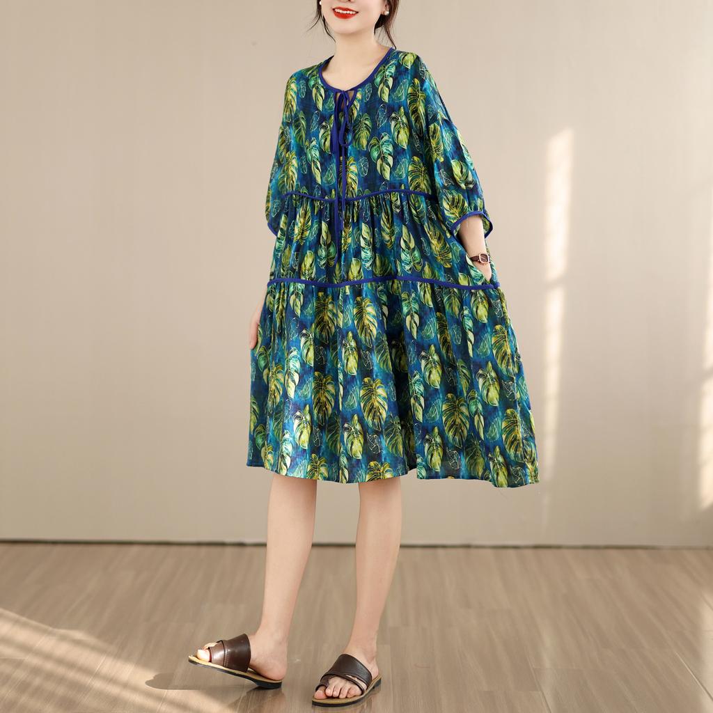 DIMANAF New 2026 Women Sundress Plus Size Summer Long Dress Loose Oversize Maxi Lady Floral Cotton Dress