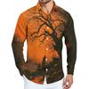 Men's Halloween Print Long Sleeve Button-down Shirt