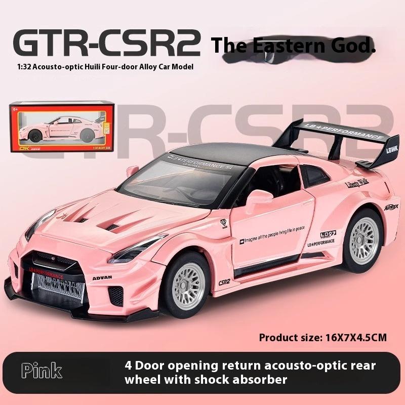 1/32 Scale Skyline Nissan GTR-CSR2 Alloy Sports Car Diecast Metal Model Sound & Light Toy Collect Display Ornament Gift for Boys