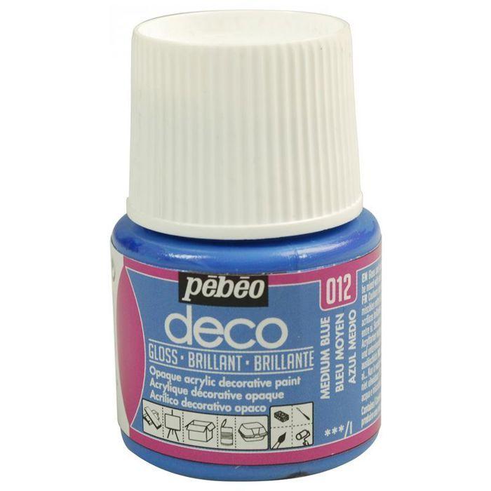 Peinture acrylique - Pébéo - P.BO Déco - Bleu moyen - Brillant - 45ml