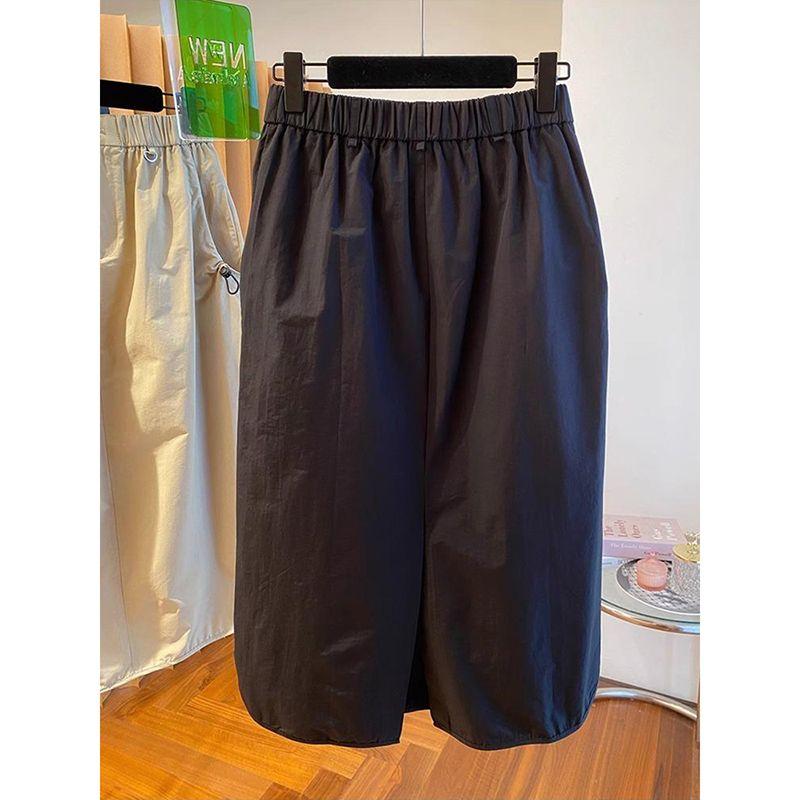 

Южная Корея А-силуэт Парка Юбка Женская Лето 2025 Новое поступление Свободный Повседневный Универсальный Ретро Миди Длинная Юбка Black [spring and summer]] L