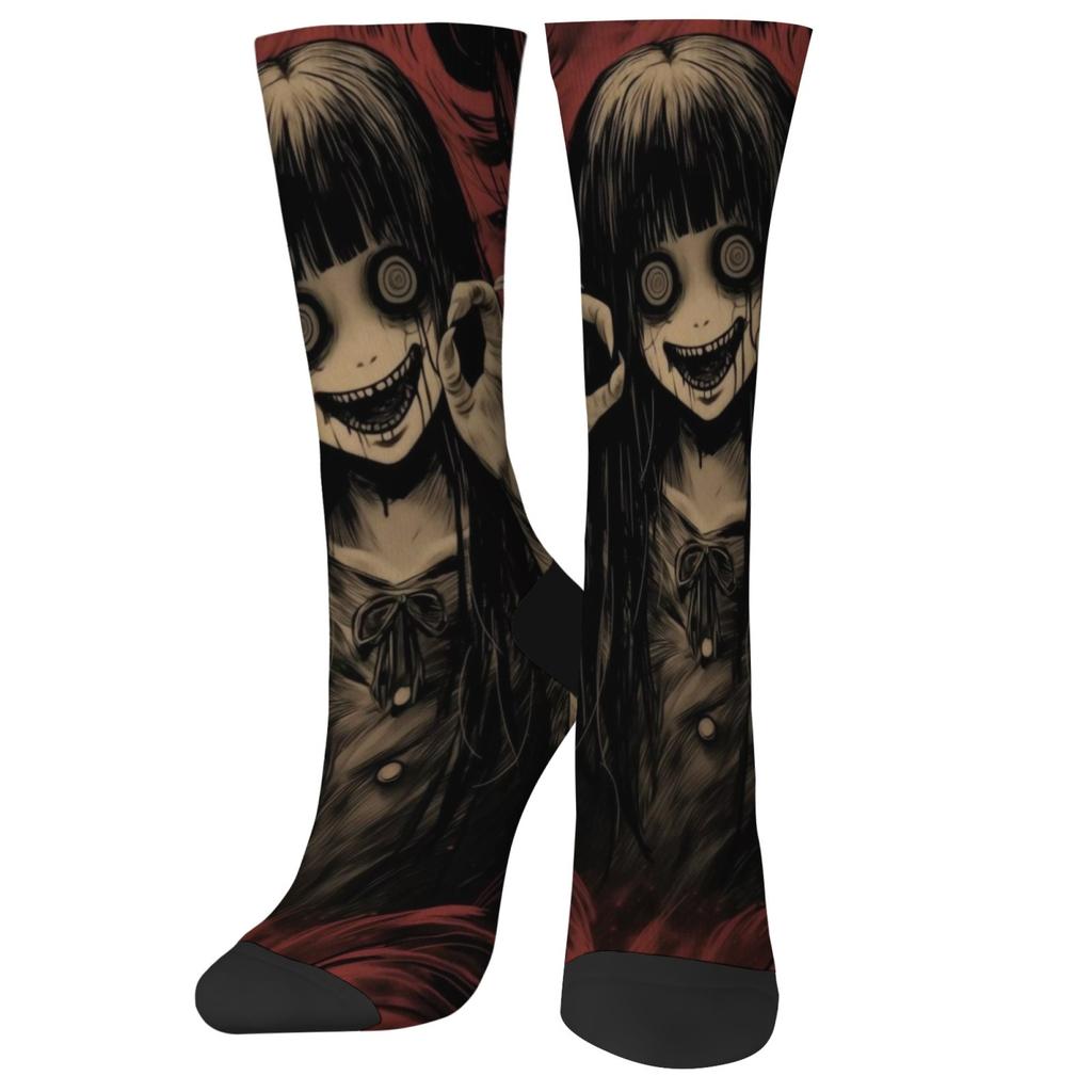 Retro Anime Horror Female Ghost Fun Socks Novelty Happy Crazy Socks Street Hip Hop Compression Socks Soft Breathable Unisex Gift