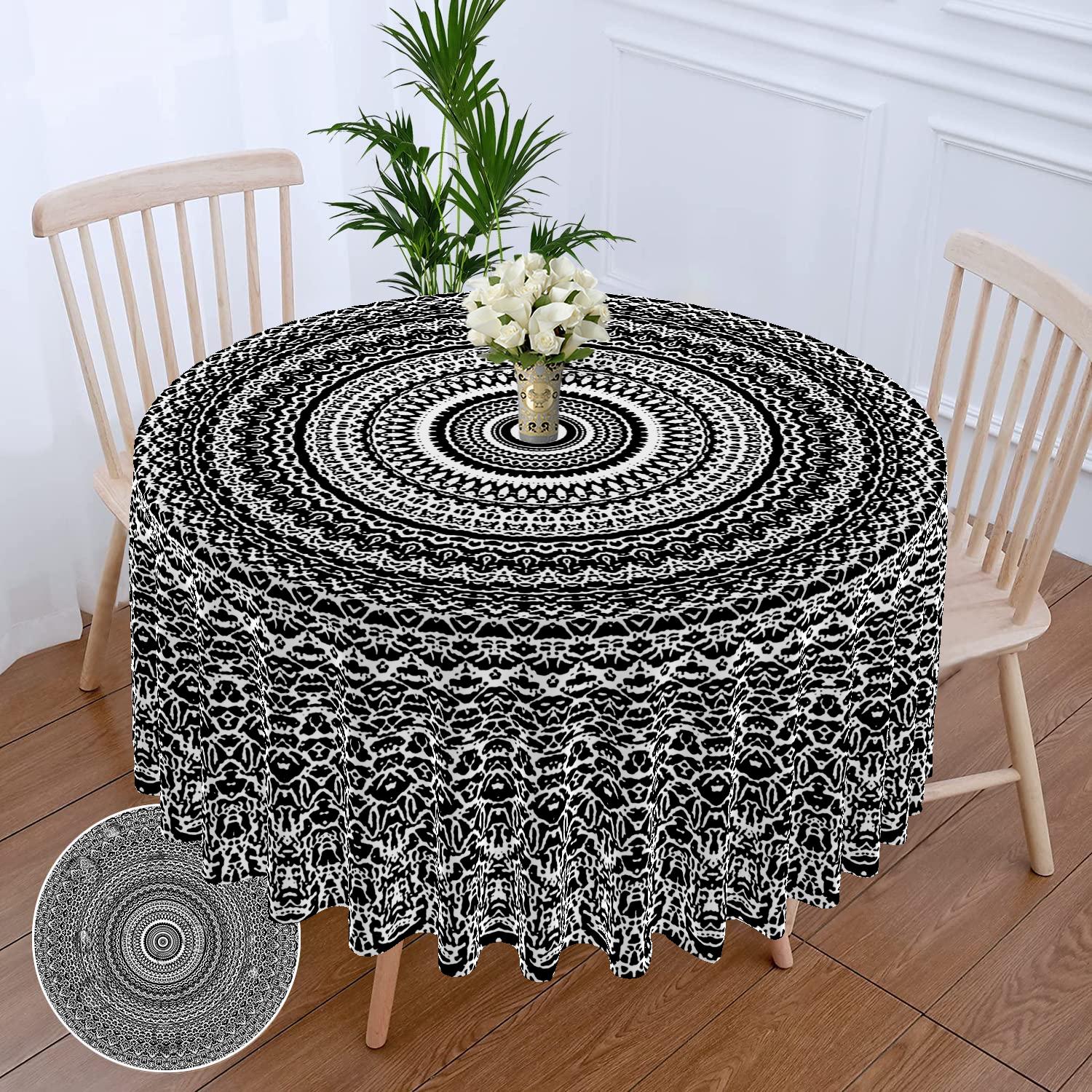 63 Inch Mandala Rond Tafelkleed Waterdicht Effen Terras Eettafel Hoes Met Retro Patroon Wandkleed Gordijn Hoofdkap W63inchxL63inch