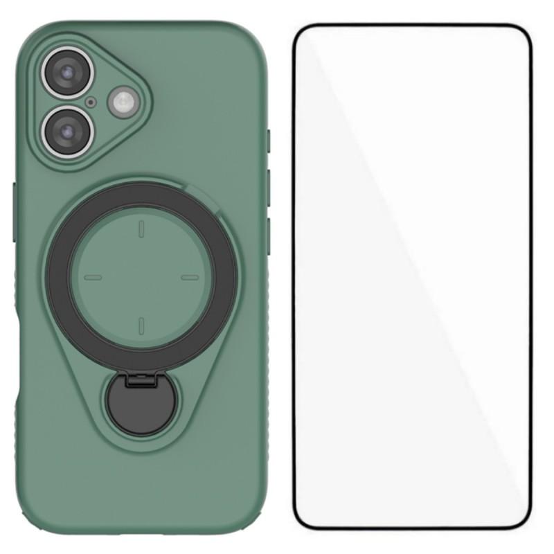 For iPhone 17 Case with Tempered Glass WANLONFENG JH Series PC TPU Kickstand Phone Cover