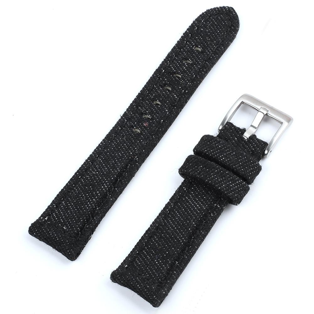 Vintage Handmade Denim Leather Watch Strap 20mm Blue Black Gray Watch Band for Men Women Wristband Bracelet Accessories