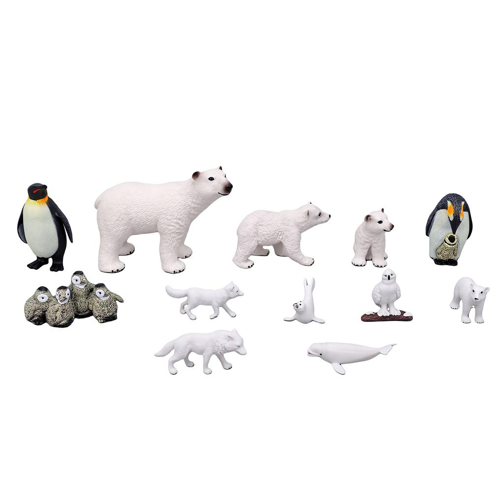 12 Stück Plastik Polartiere Spielzeugfiguren Realistische Arktische Tierfiguren für Kinder Bildung Meeresbewohner Spielzeug Set mit