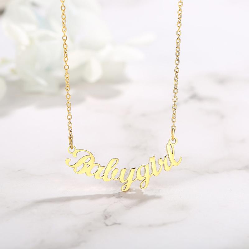 Vnox Personalized Name Necklace Custom Made Any Name Font Stainless Steel Metal Women Jewelry