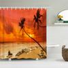 Sunset Dusk Beach Palm Tree Seaside Scenery Fabric Shower Curtain Waterproof Bath Curtains For Bathroom Decorate With 12 Hooks