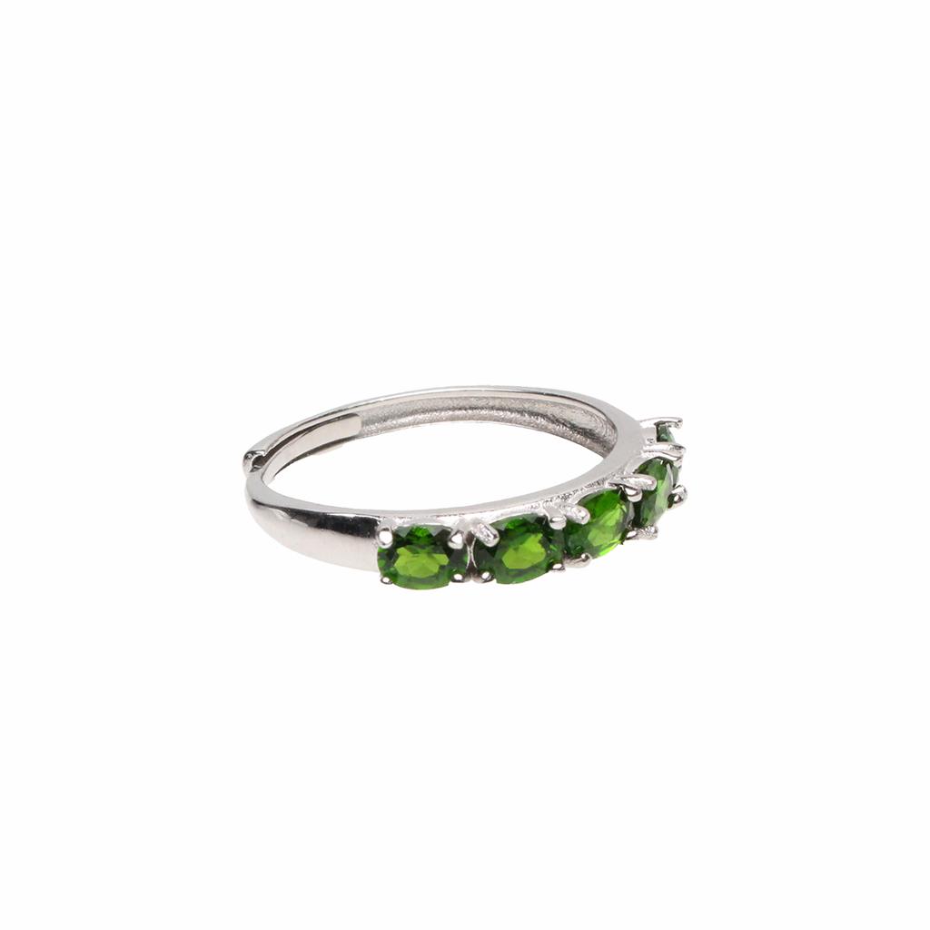 Bien Vetu Diopside Oval Tennis Ring 925 Silver 3X4Mm