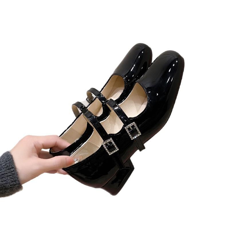 Wear Outside, Increase Height and Thinness for Daily Commuting, Thick Heels and Small Leather, Spring and Summer New French Gentle Evening B