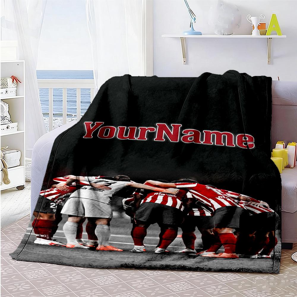 Atletico Madrid Customize Text Blanket Multi-purpose Personalized Blanket Ultra-Soft Versatile for Office Sofa Chair Couch Four Seasons Universal