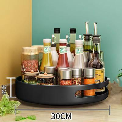 360 Rotating Tray Kitchen Spice Rack Containers for Spice Jar Snack Food Tray Bathroom Storage Box Non Slip Cosmetics Organizer