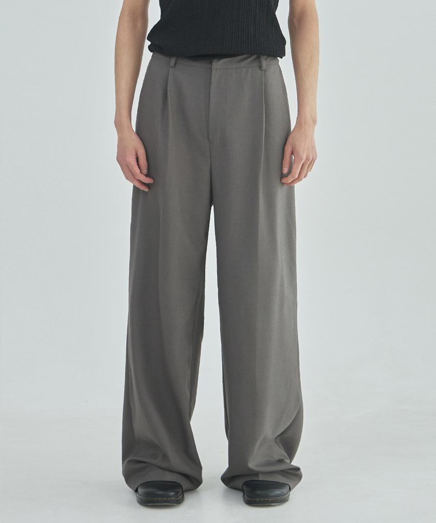 Ladeuedisyeon Wool Blended Wide Slacks_Khaki Gray