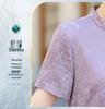 Summer Short-Sleeved Faux Silk Qipao Dress for Middle-Aged and Elderly Women