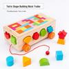 Wooden Educational Pull-Along Toy Car with Shape Matching and Colorful Geometric Blocks