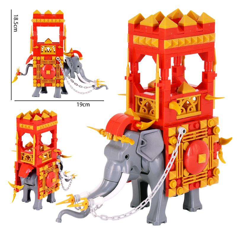 Creative Medieval Lotr Castle Knight Rome Spartacus Orc Elephant Chariot Siege Engine Model Building Blocks Bricks Toys Gift