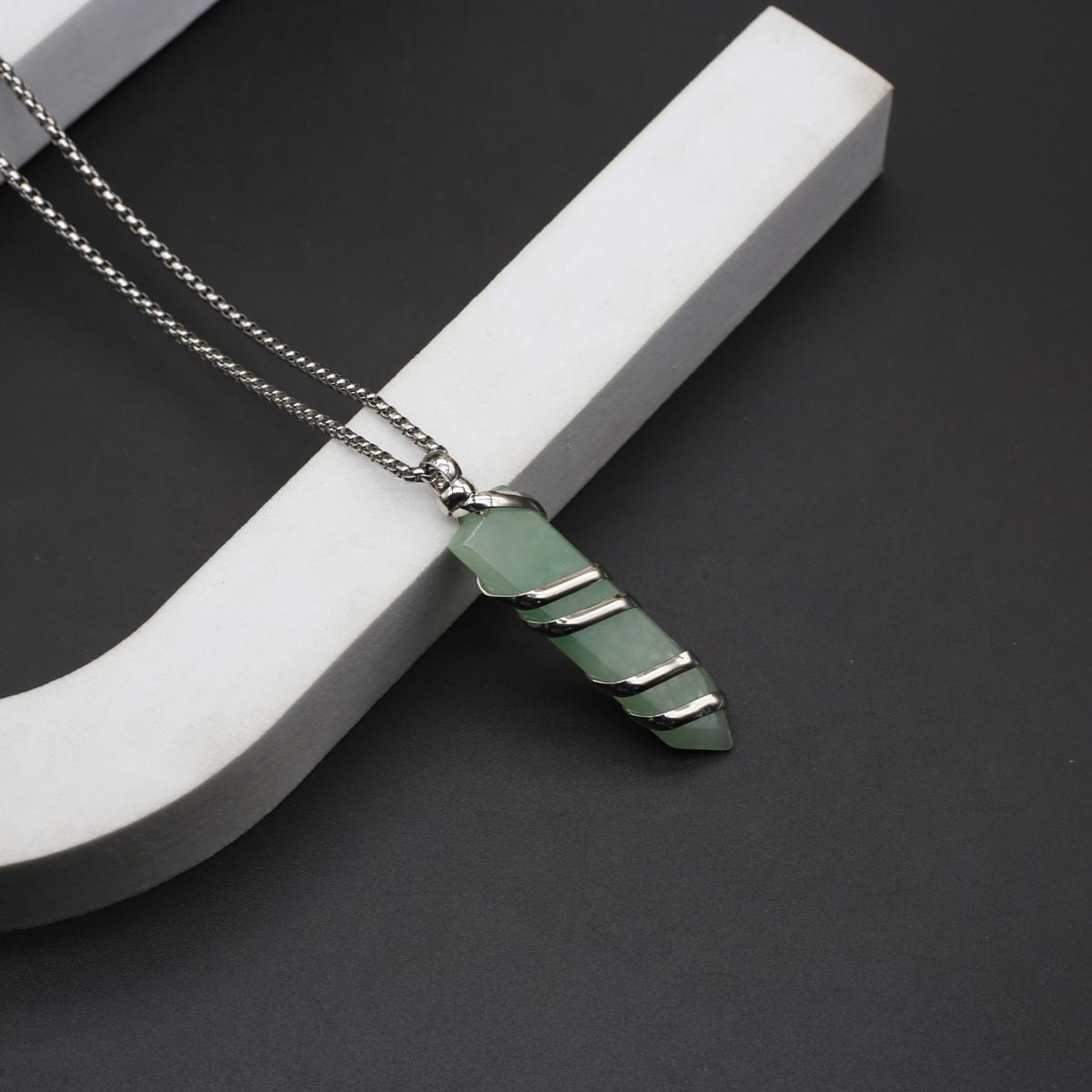 

Женское ожерелье из натурального камня в форме меча, обмотка, кулон, ожерелье для женщин, подарочная цепочка на день рождения, 60 см 15x60mm