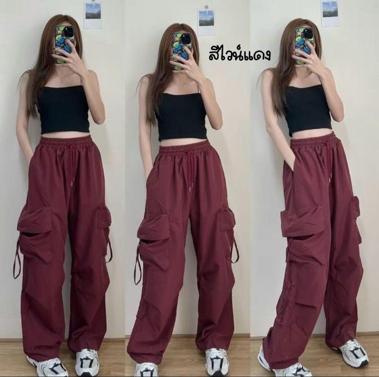 Pantaloni Larghi Oversize da Donna alla Moda Retro Vintage High Street Casual Streetwear Pantaloni Jogger Larghi Coulisse Tasca Pantalone