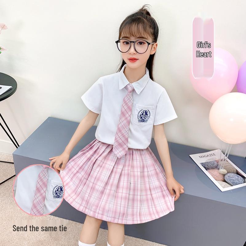 Disfraz de Coro Infantil: Camisa de Manga Corta y Falda de Cuadros de Junio de 2025 para Recital de Poesía y Vestimenta Escénica de Jardín de Infancia