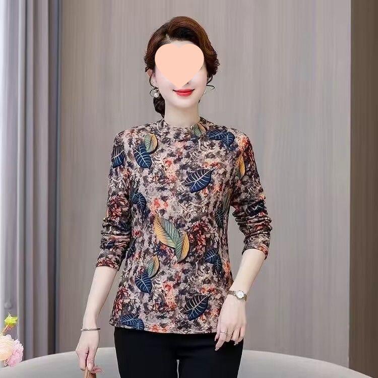 

Women s Fleece-Lined Base Layer Top for Elderly: Half-High Collar, Warm Autumn Wear for Grandmas and Middle-Aged Mothers 2XL (Recommended 40-55 kg)