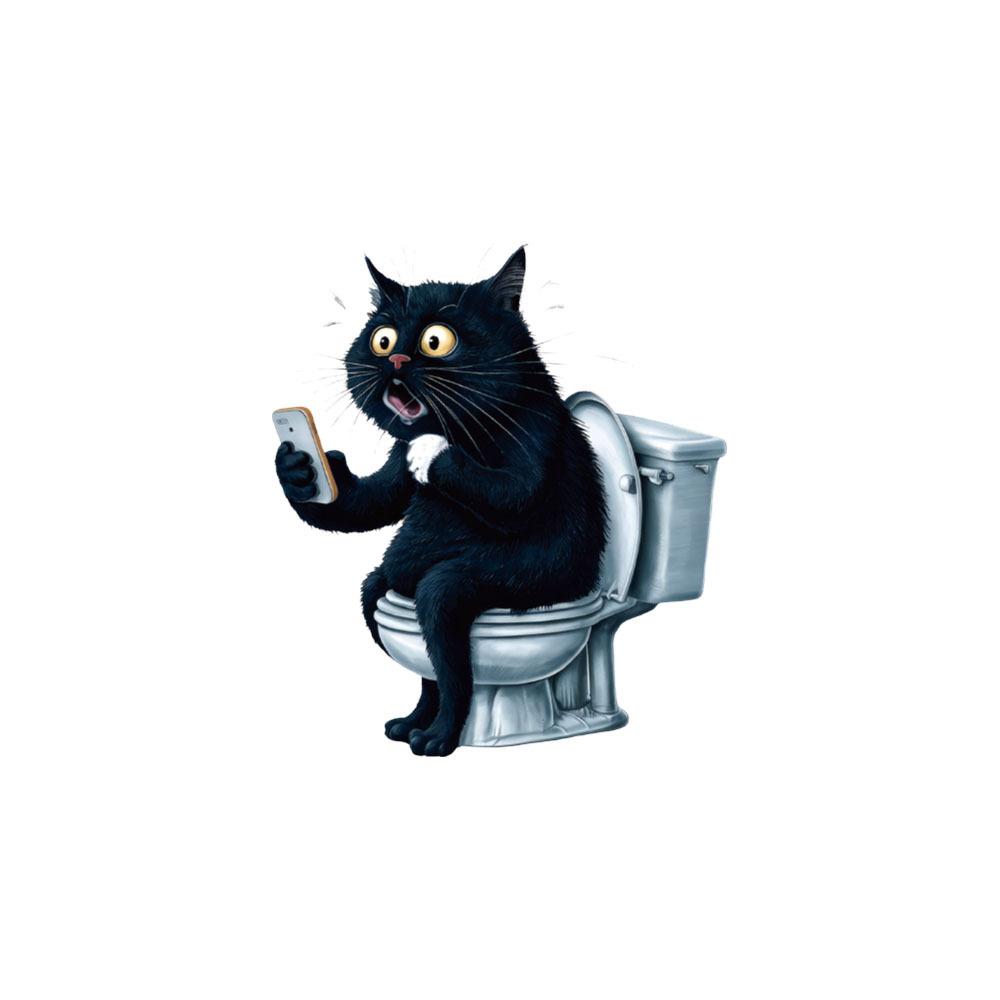 

1PC Funny Animal PVC Toilet Seat Stickers Cat Decals Waterproof Bathroom Wall Door Decor Creative Removable Decals