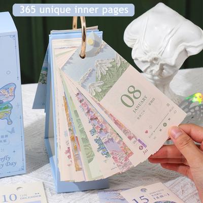 Yousheng 2026 Oil Pastel Desk Calendar Daily Planner Event Marker Desk Calendar Decorative Coil Bound Calendar for Home Office School