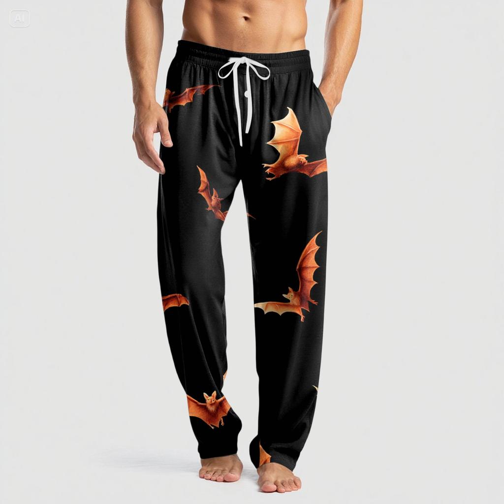 Men's Knitted Halloween Print Pocket Casual Pants Pajama Pants