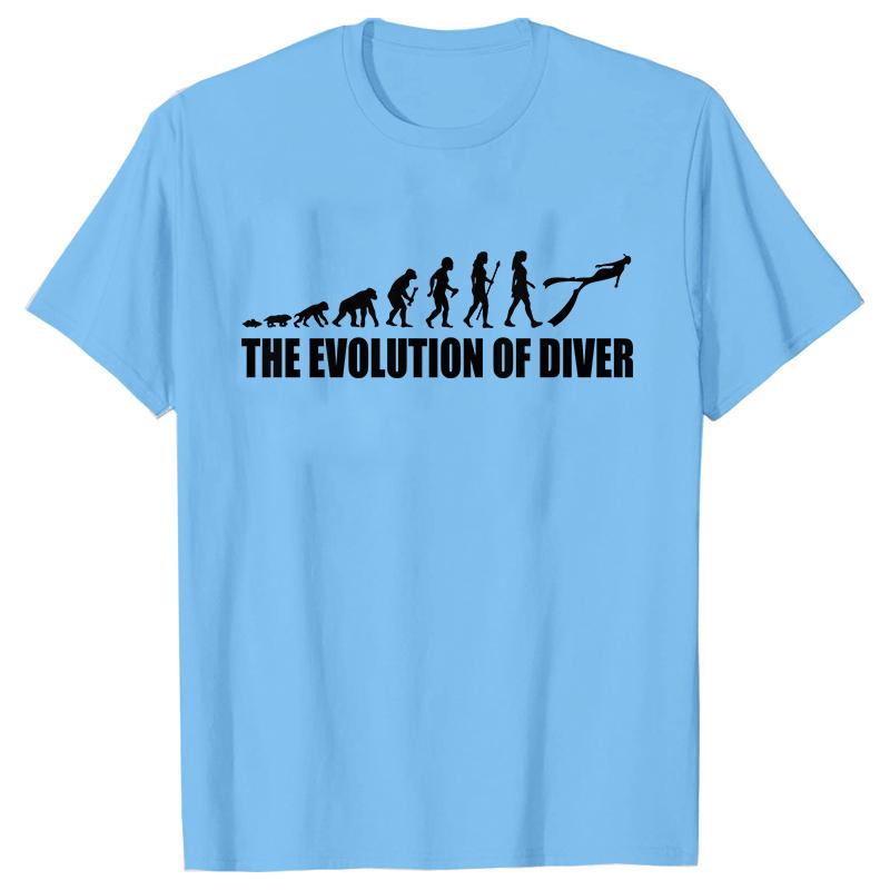 Funny Evolution of Diving Women T-Shirt Short Sleeve O-Neck Tees Fashion Scuba Diver Girl Tops Casual Summer Female Clothing