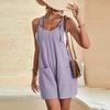 Dame Sommer Jumpsuits Korte Bukser Ensfarget Mote Casual Ett-delte Bukser