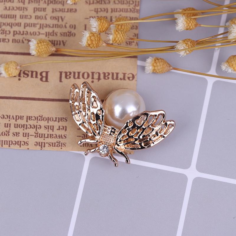 1Pc Cute Bee Faux Pearl Metal Women Shoe Clip Decor Girls Shoes Clip Buckle