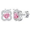 WUIHA 925 Sterling Silver 5 * 5 MM Heart Cut Real GRA Pink Moissanite Diamonds Wedding Engagement Studs Earrings Fine Jewelry